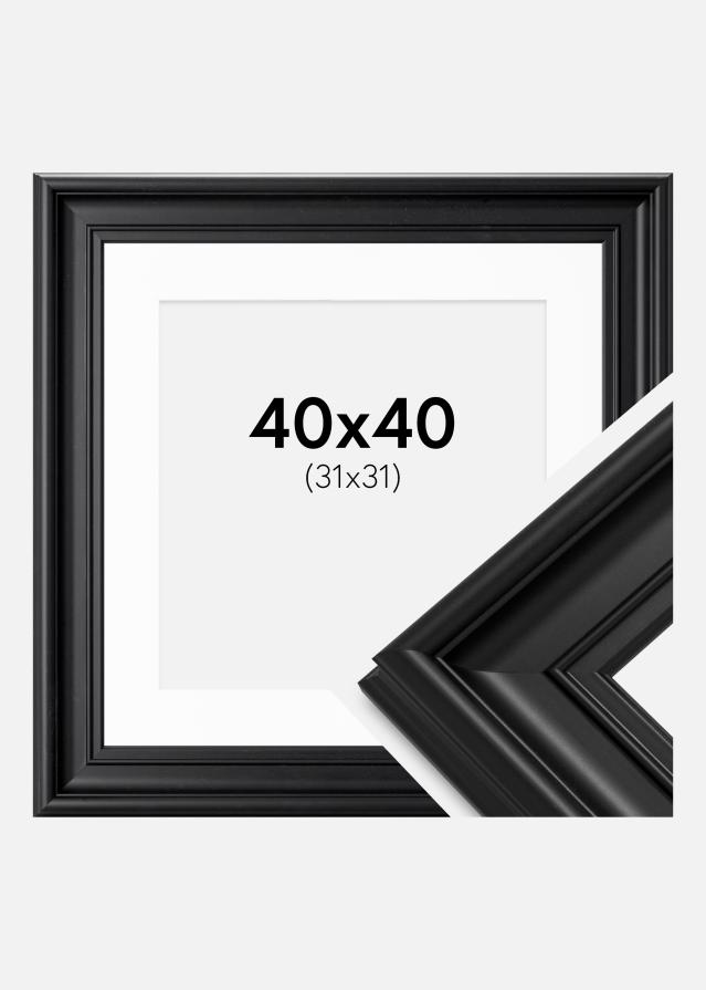 Ram med passepartou Frame Mora Premium Black 40x40 cm - Picture Mount White 32x32 cm