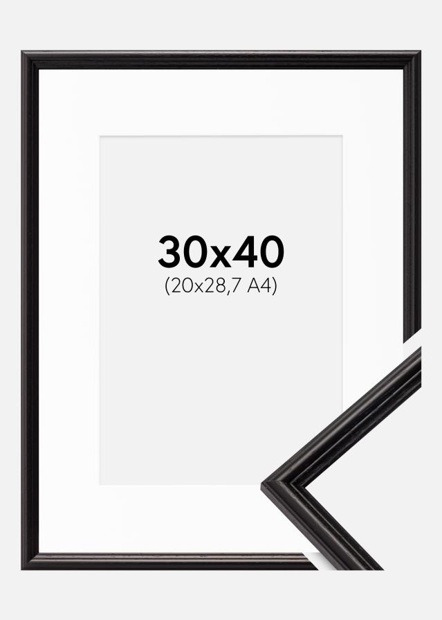 Ram med passepartou Frame Horndal Black 30x40 cm - Picture Mount White 21x29,7 cm (A4)