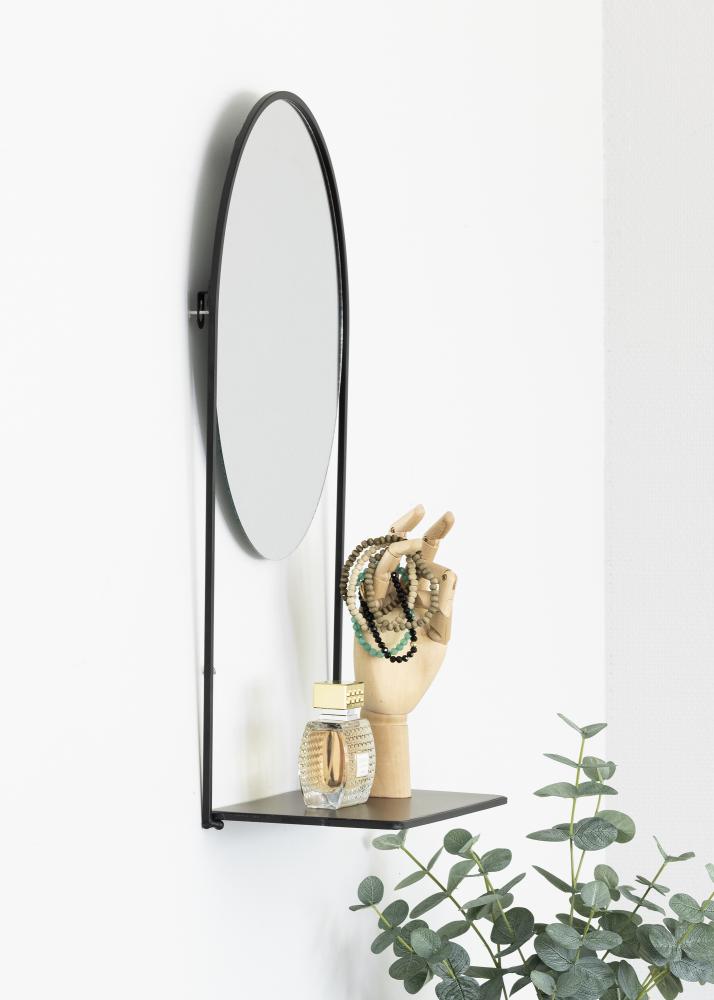 KAILA KAILA Round Mirror with shelf - Black 35x55 cm