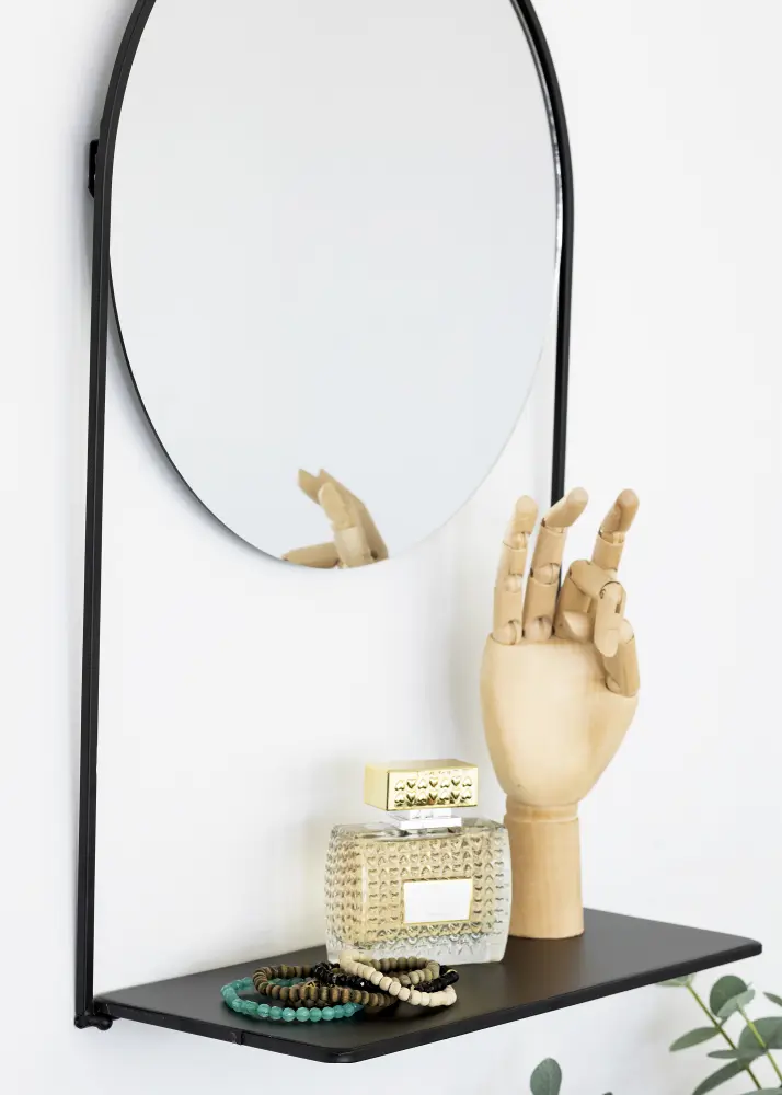 KAILA KAILA Round Mirror with shelf - Black 35x55 cm