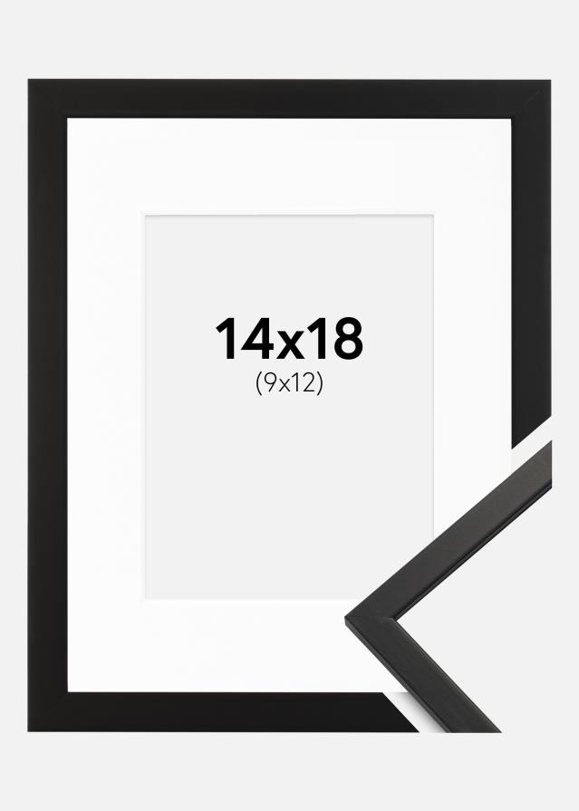 Ram med passepartou Frame Edsbyn Acrylic Glass Black 14x18 cm - Picture Mount White 10x13 cm