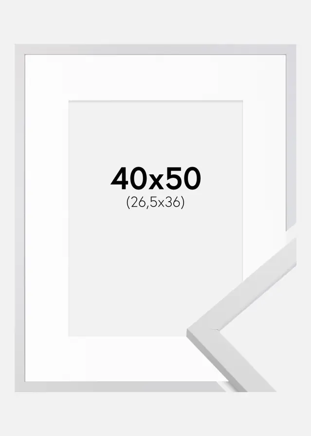 Ram med passepartou Frame Trendy White 40x50 cm - Picture Mount White 27.5x37 cm