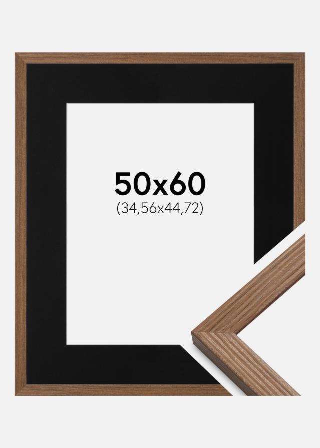 Ram med passepartou Frame Fiorito Dark Oak 50x60 cm - Picture Mount Black 14x18 inches