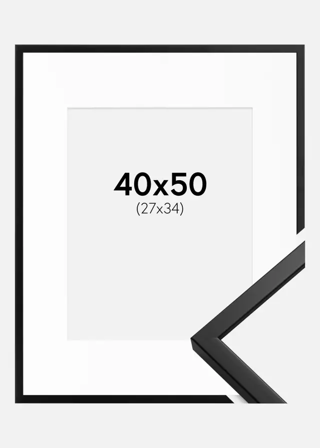 Ram med passepartou Frame Oslo Black 40x50 cm - Picture Mount White 28x35 cm