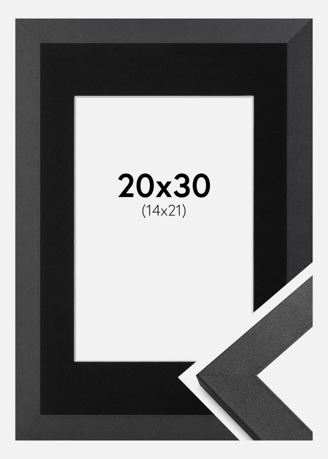 Ram med passepartou Frame Graphite Wood 20x30 cm - Picture Mount Black 15x22 cm