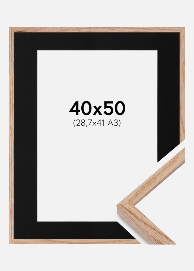 Ram med passepartou Frame E-Line Oak 40x50 cm - Picture Mount Black 29.7x42 cm (A3)