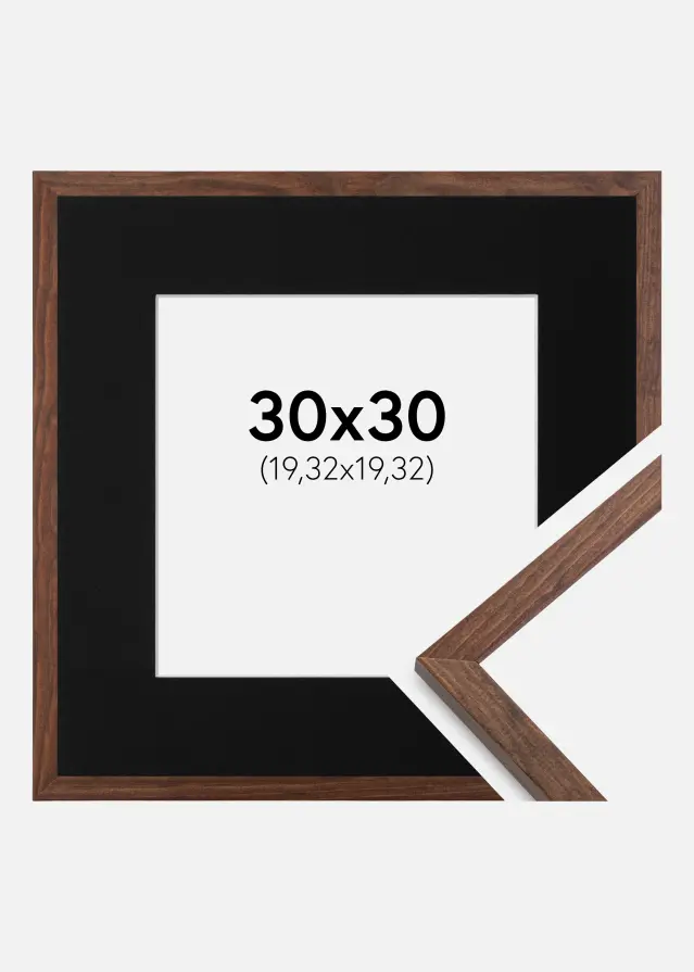 Ram med passepartou Frame Galant Walnut 30x30 cm - Picture Mount Black 8x8 inches