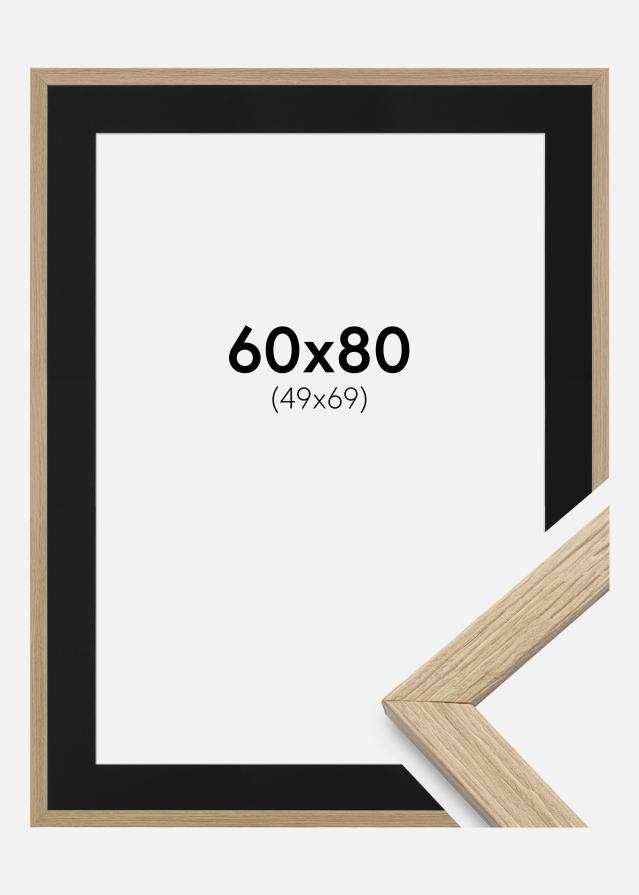 Ram med passepartou Frame Stilren Oak 60x80 cm - Picture Mount Black 50x70 cm