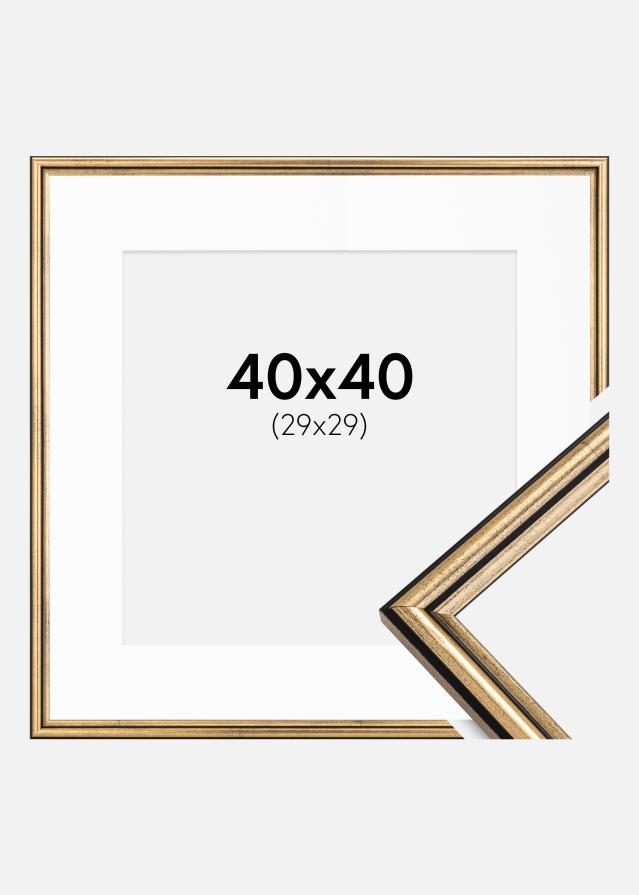 Ram med passepartou Frame Horndal Gold 40x40 cm - Picture Mount White 30x30 cm
