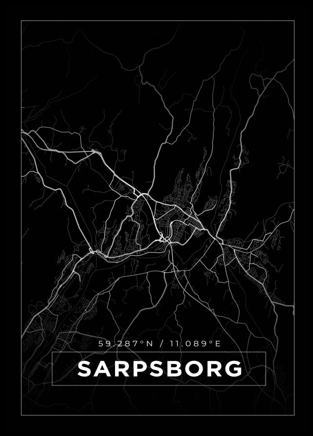 Bildverkstad Map - Sarpsborg - Black Poster