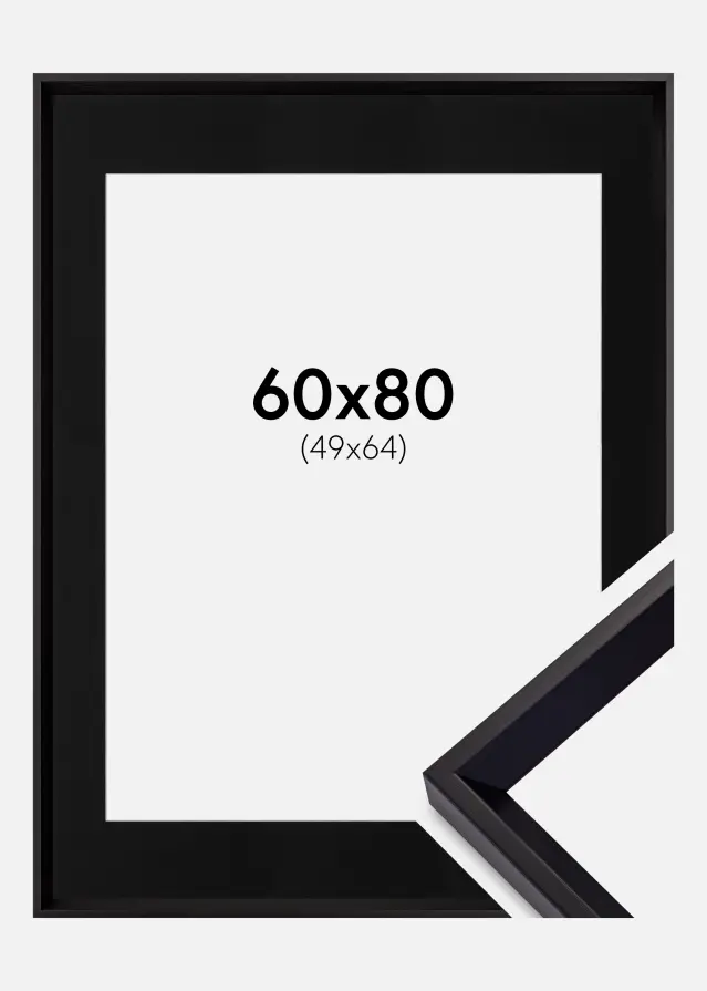 Ram med passepartou Frame Globe Black 60x80 cm - Picture Mount Black 50x65 cm