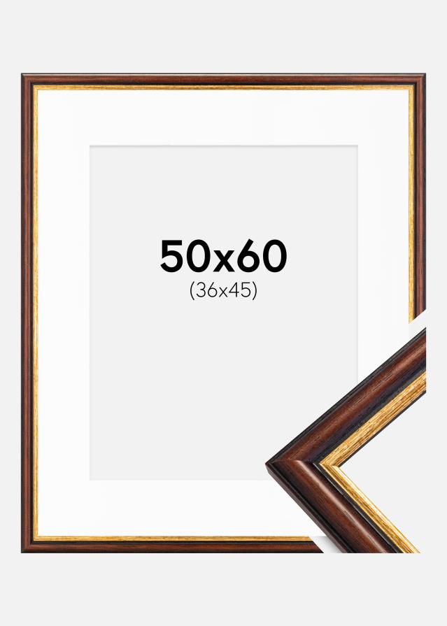 Ram med passepartou Frame Siljan Brown 50x60 cm - Picture Mount White 37x46 cm