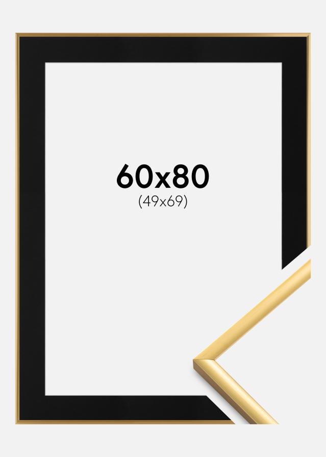 Ram med passepartou Frame New Lifestyle Shiny Gold 60x80 cm - Picture Mount Black 50x70 cm