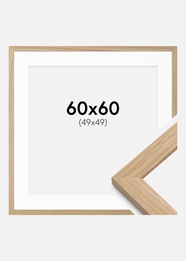 Ram med passepartou Frame Oak Wood 60x60 cm - Picture Mount White 50x50 cm