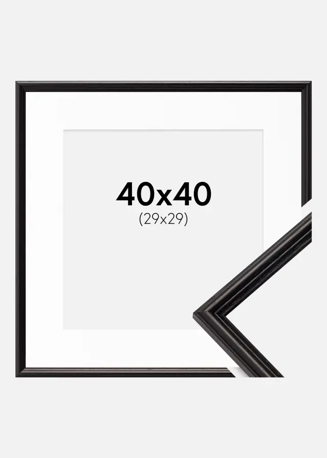 Ram med passepartou Frame Horndal Black 40x40 cm - Picture Mount White 30x30 cm