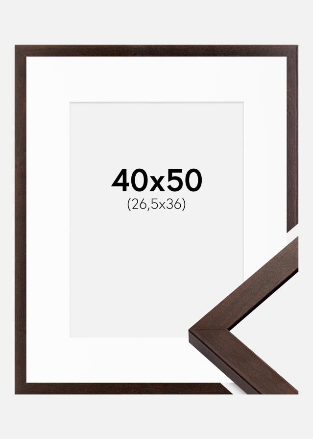 Ram med passepartou Frame Selection Walnut 40x50 cm - Picture Mount White 27.5x37 cm