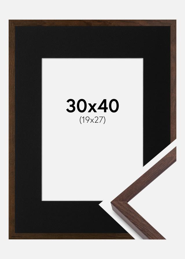 Ram med passepartou Frame E-Line Walnut 30x40 cm - Picture Mount Black 20x28 cm