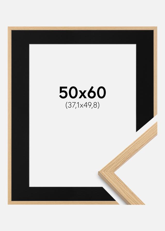 Ram med passepartou Frame Galant Oak 50x60 cm - Picture Mount Black 15x20 inches