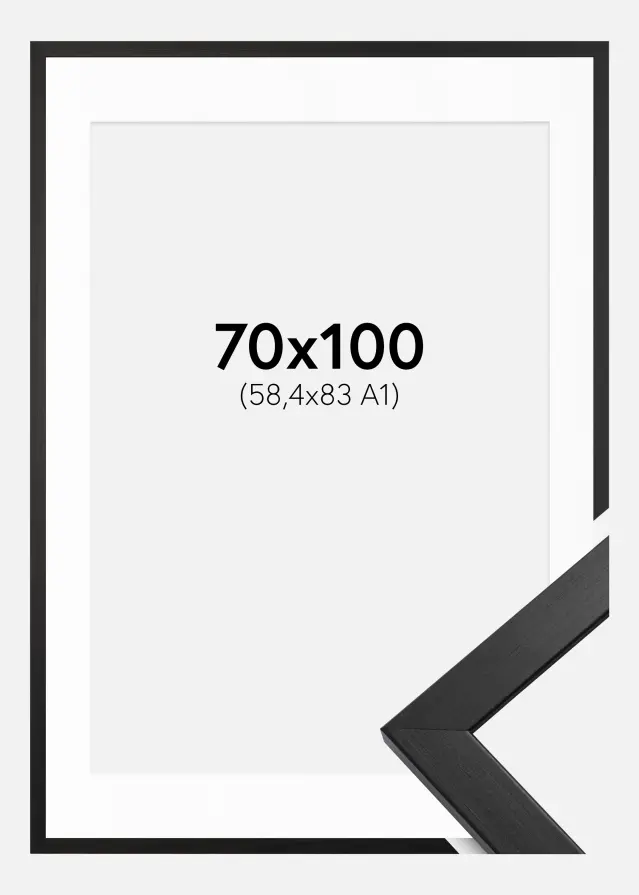 Ram med passepartou Frame Stilren Acrylic Glass Black 70x100 cm - Picture Mount White 59.4x84 cm