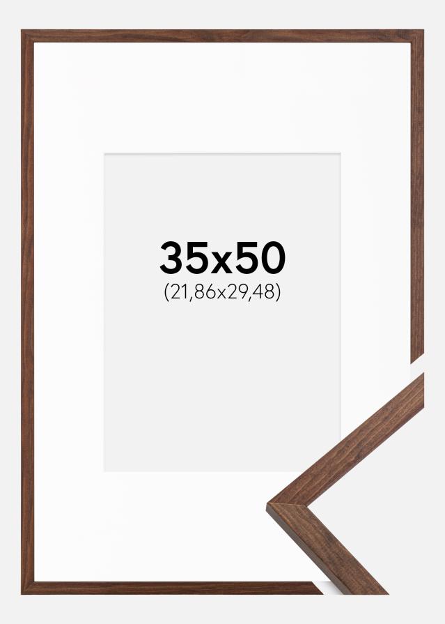 Ram med passepartou Frame Galant Walnut 35x50 cm - Picture Mount White 9x12 inches