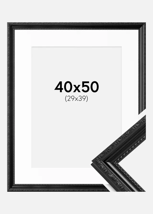 Ram med passepartou Frame Abisko Black 40x50 cm - Picture Mount White 30x40 cm