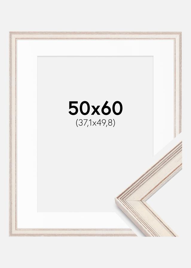 Ram med passepartou Frame Shabby Chic White 50x60 cm - Picture Mount White 15x20 inches