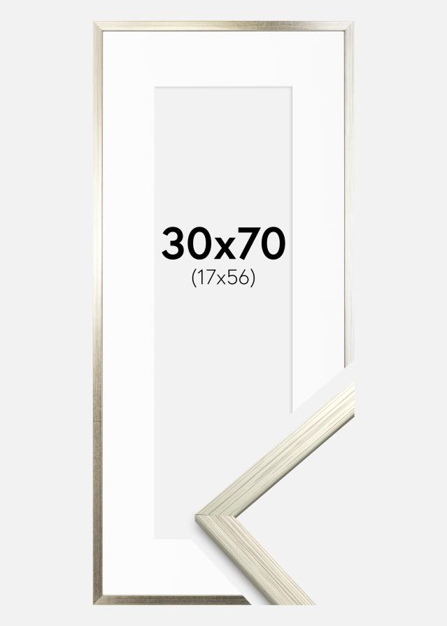 Ram med passepartou Frame Edsbyn Silver 30x70 cm - Picture Mount White 18x57 cm