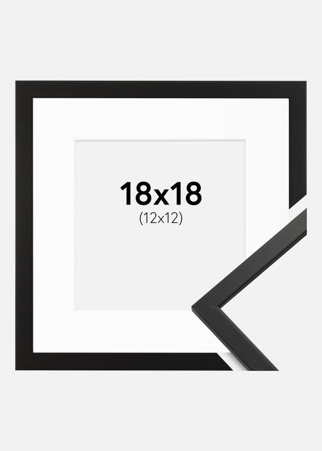 Ram med passepartou Frame Edsbyn Acrylic Glass Black 18x18 cm - Picture Mount White 13x13 cm