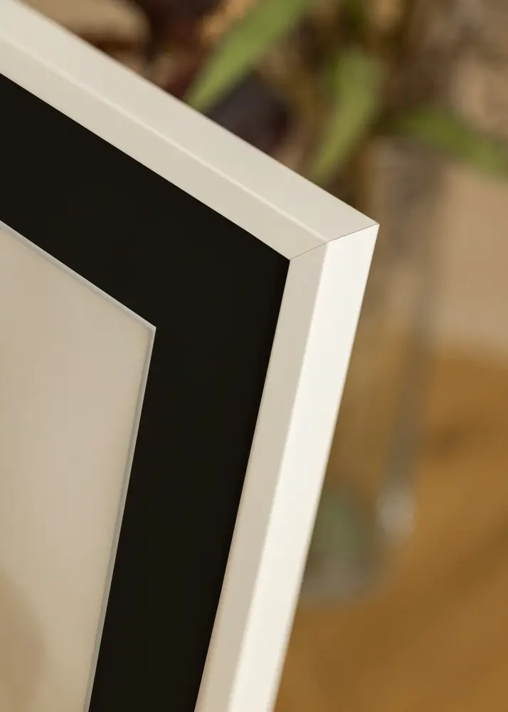 Ram med passepartou Frame E-Line White 30x40 cm - Picture Mount Black 21x29.7 cm (A4)