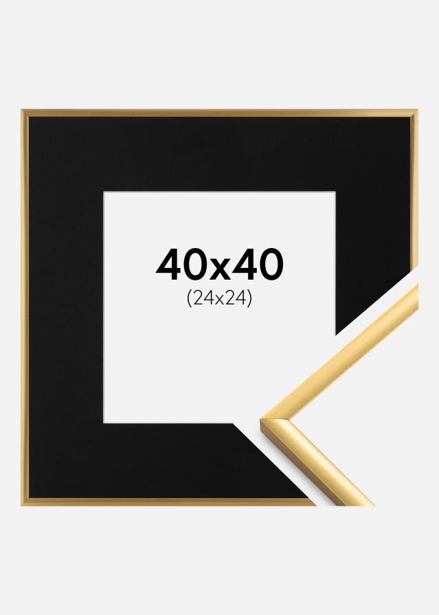 Ram med passepartou Frame New Lifestyle Shiny Gold 40x40 cm - Picture Mount Black 25x25 cm