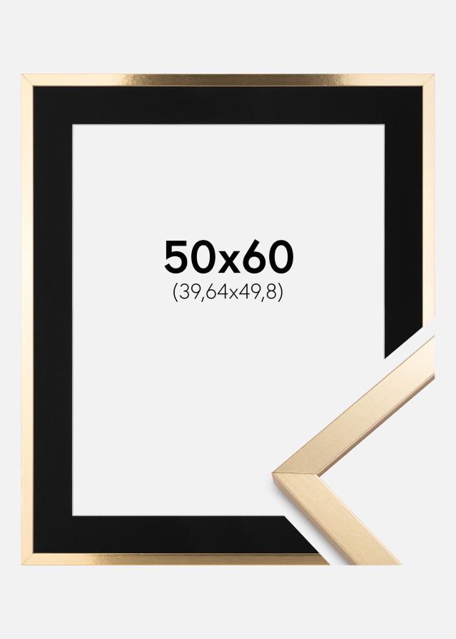 Ram med passepartou Frame Trendy Gold 50x60 cm - Picture Mount Black 16x20 inches