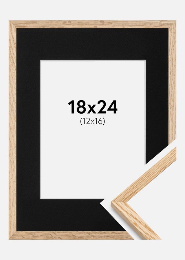 Ram med passepartou Frame Narrow Oak 18x24 cm - Picture Mount Black 13x17 cm