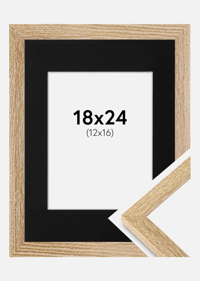 Ram med passepartou Frame Selection Oak 18x24 cm - Picture Mount Black 13x17 cm