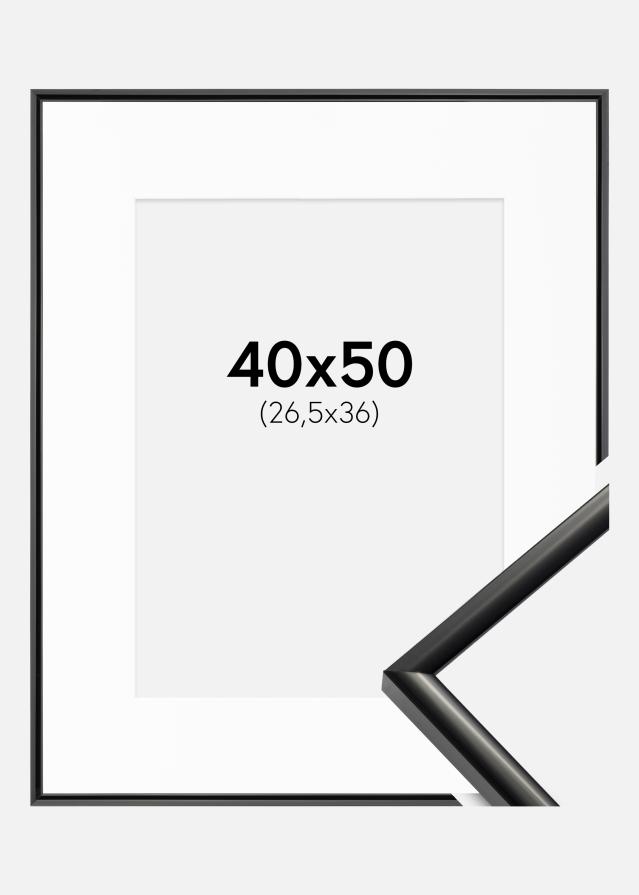 Ram med passepartou Frame New Lifestyle Black 40x50 cm - Picture Mount White 27.5x37 cm