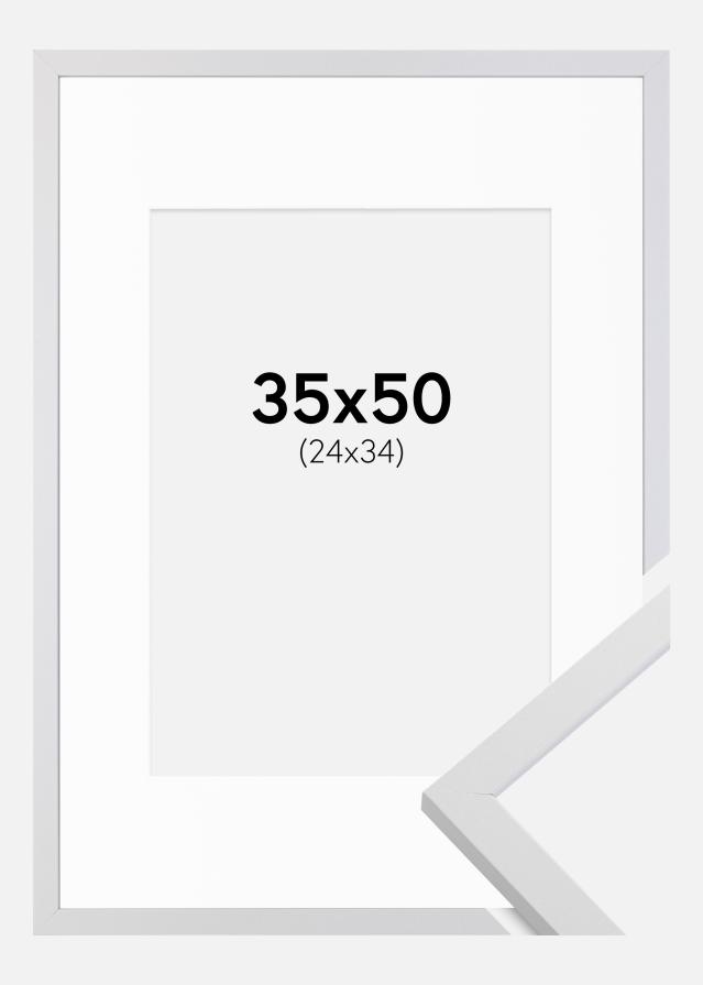 Ram med passepartou Frame Trendy White 35x50 cm - Picture Mount White 25x35 cm