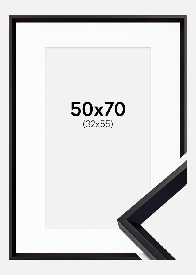 Ram med passepartou Frame Globe Black 50x70 cm - Picture Mount White 33x56 cm