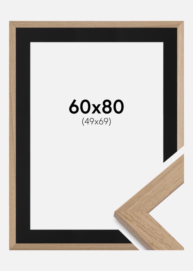 Ram med passepartou Frame Trendline Oak 60x80 cm - Picture Mount Black 50x70 cm