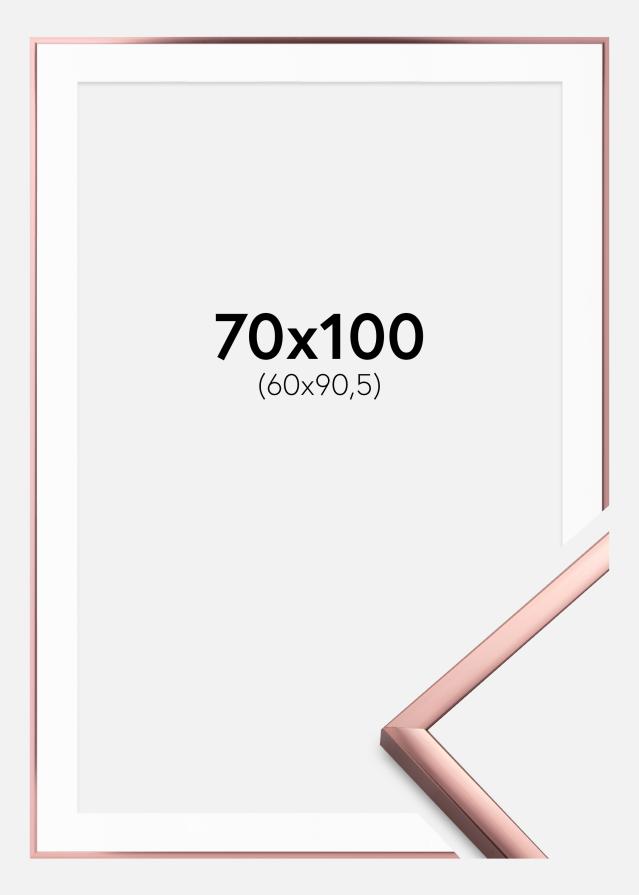 Ram med passepartou Frame Poster Frame Aluminum Rose Gold 70x100 cm - Picture Mount White 61x91.5 cm