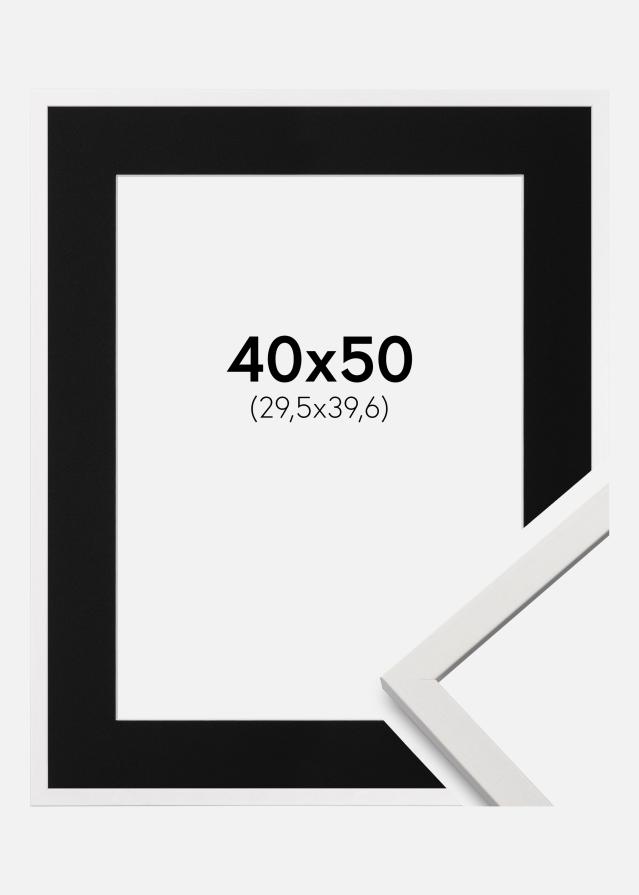 Ram med passepartou Frame Edsbyn White 40x50 cm - Picture Mount Black 12x16 inches (30.48x40.64 cm)