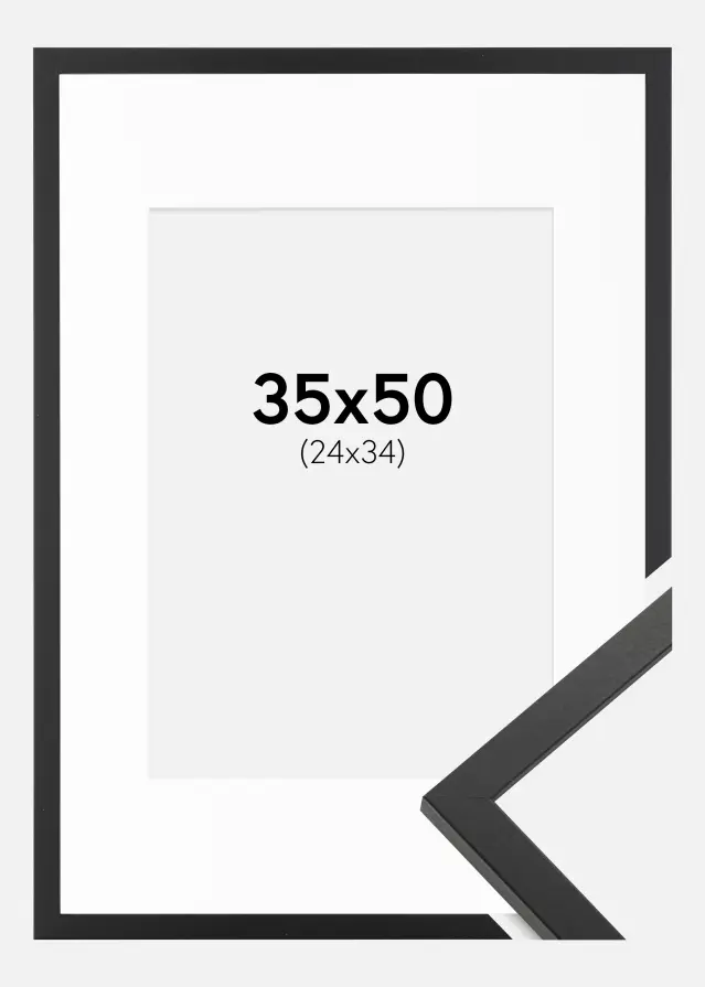 Ram med passepartou Frame Trendy Black 35x50 cm - Picture Mount White 25x35 cm