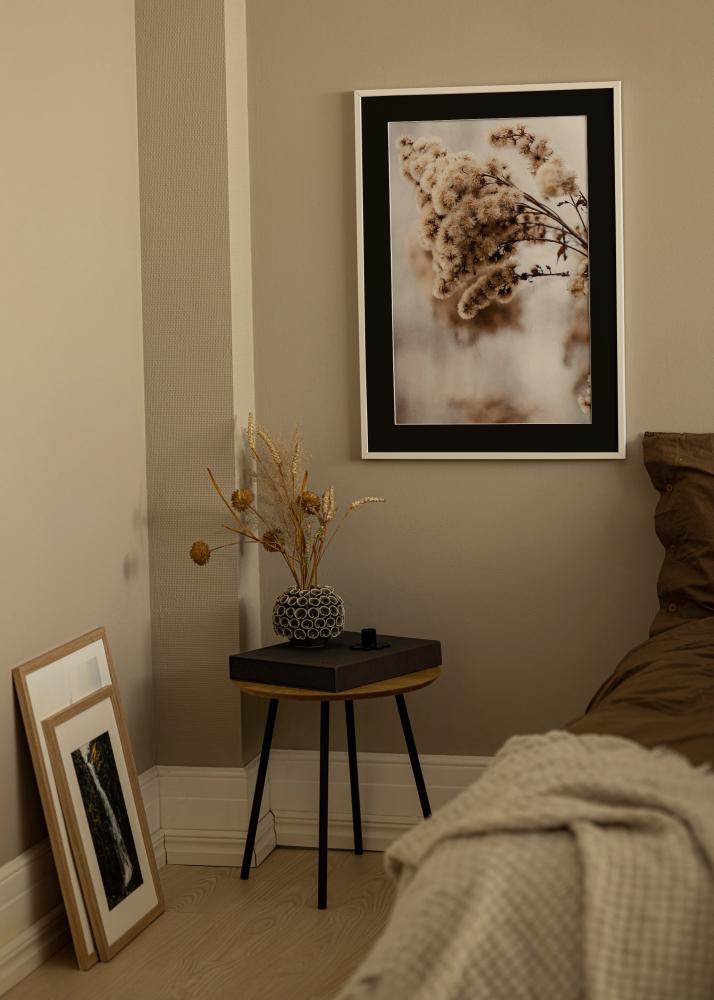 Ram med passepartou Frame E-Line White 30x40 cm - Picture Mount Black 21x29.7 cm (A4)