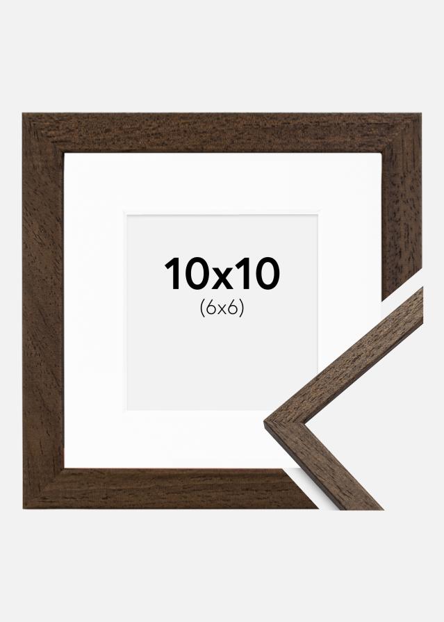 Ram med passepartou Frame Edsbyn Walnut 10x10 cm - Picture Mount White 7x7 cm