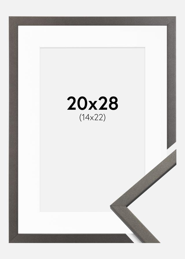 Ram med passepartou Frame Edsbyn Graphite 20x28 cm - Picture Mount White 15x23 cm