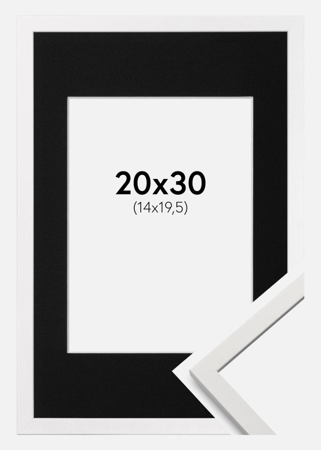 Ram med passepartou Frame Edsbyn White 20x30 cm - Picture Mount Black 15x21 cm (A5)