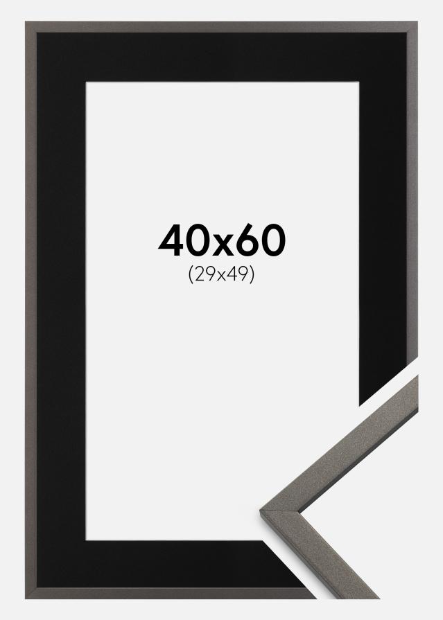 Ram med passepartou Frame Edsbyn Graphite 40x60 cm - Picture Mount Black 30x50 cm