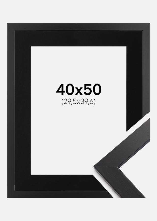 Ram med passepartou Frame Black Wood 40x50 cm - Picture Mount Black 12x16 inches