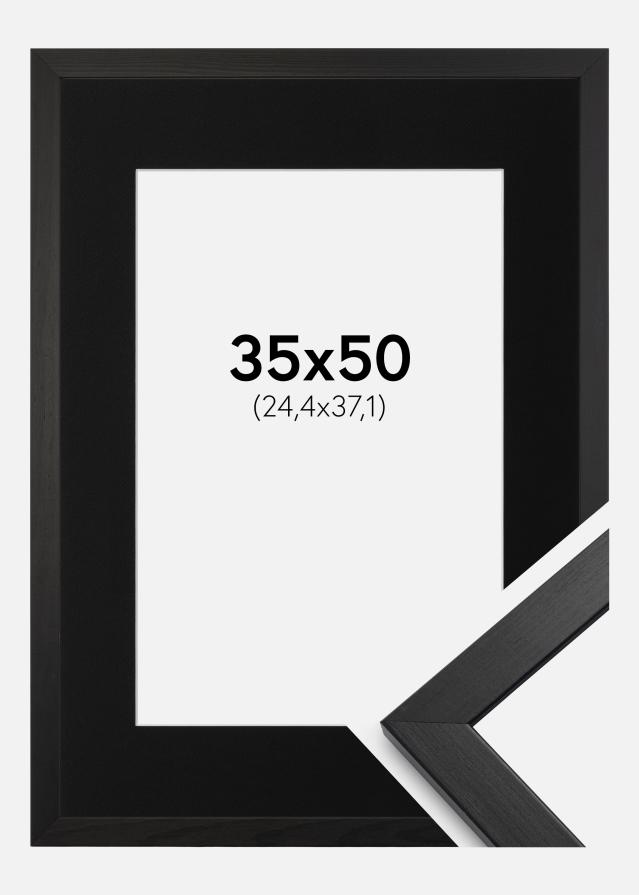 Ram med passepartou Frame Stilren Black 35x50 cm - Picture Mount Black 10x15 inches