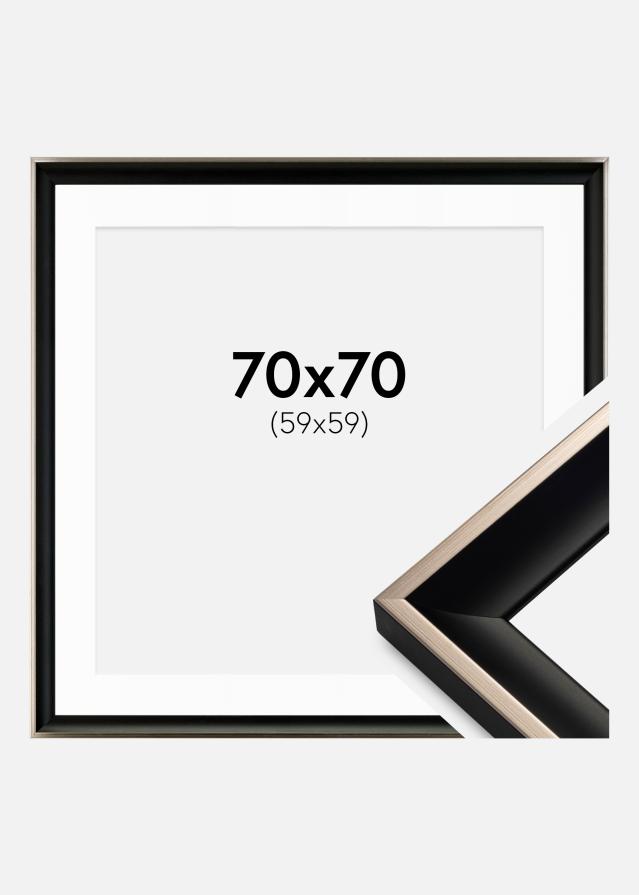 Ram med passepartou Frame Öjaren Black-Silver 70x70 cm - Picture Mount White 60x60 cm