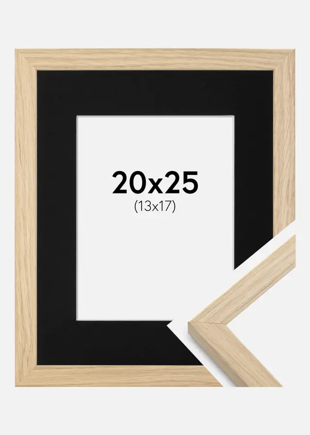 Ram med passepartou Frame Grimsåker Oak 20x25 cm - Picture Mount Black 14x18 cm