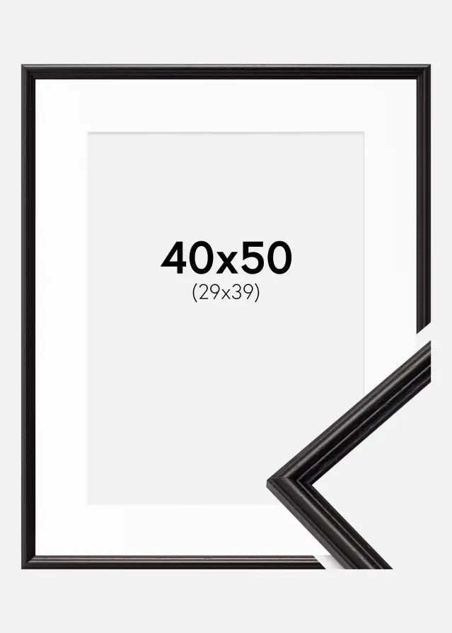 Ram med passepartou Frame Horndal Black 40x50 cm - Picture Mount White 30x40 cm
